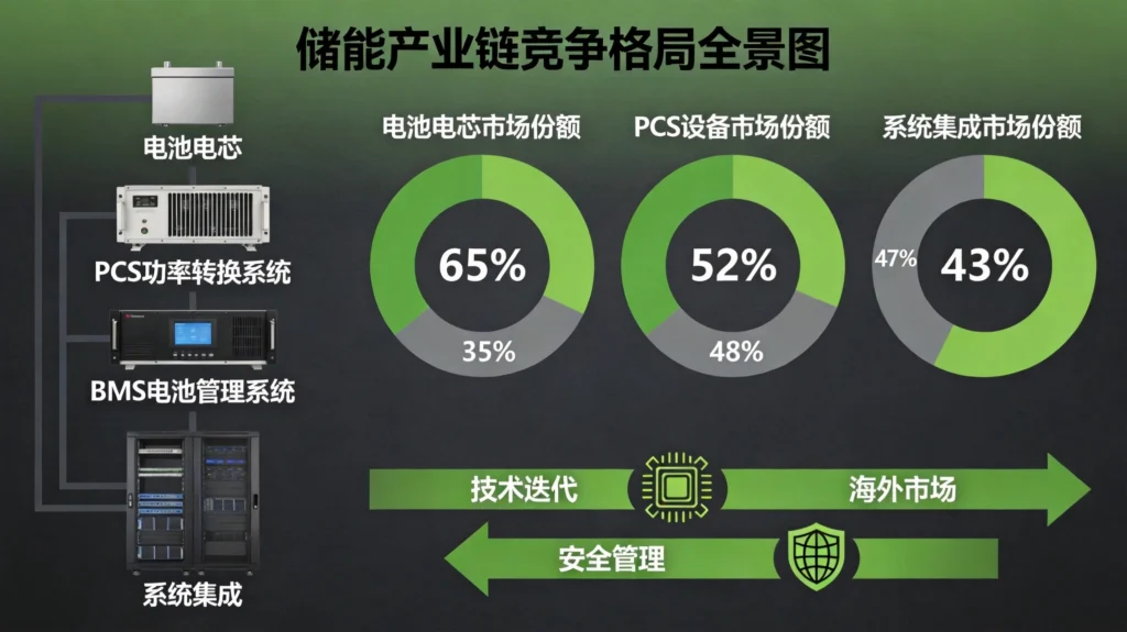 储能产业链竞争格局分析，电芯PCS系统集成投资价值解析