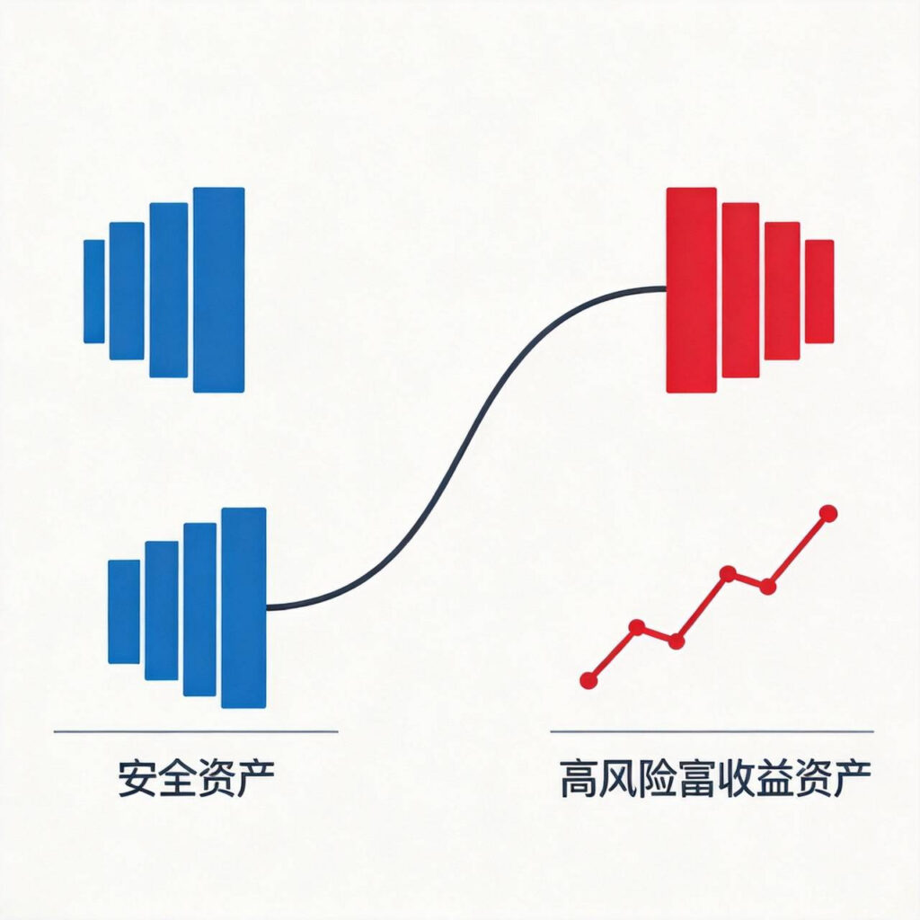 资产配置平衡图 蓝红配色