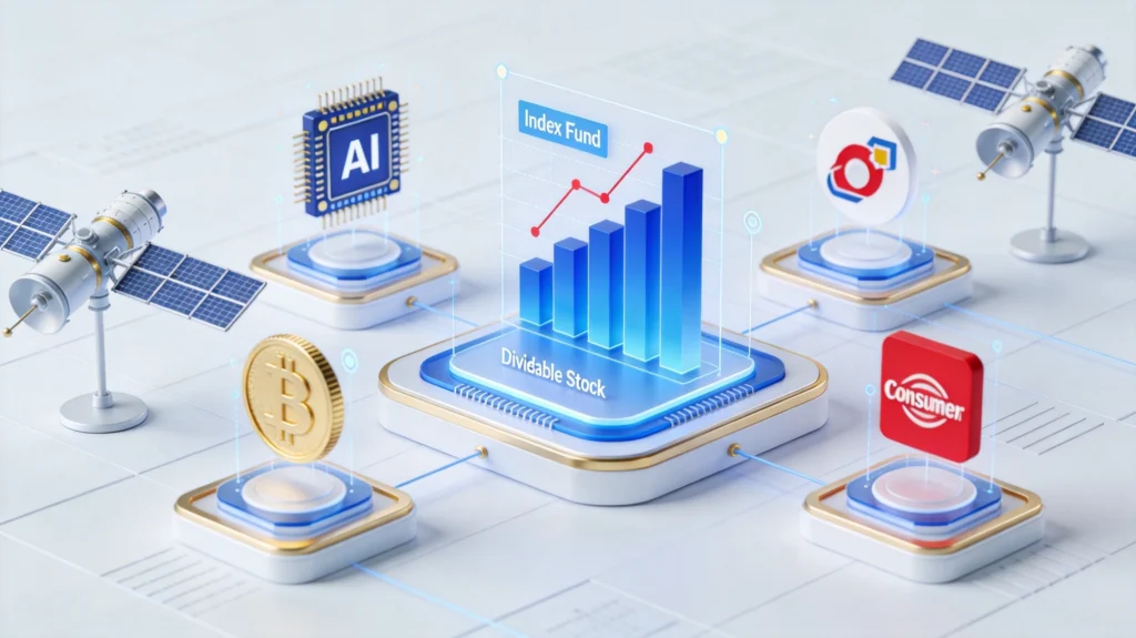 核心-卫星策略仓位配置示意图,宽基ETF与科技成长卫星资产布局