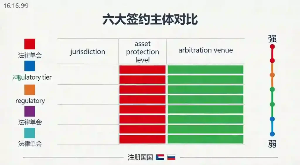 六大签约主体对比矩阵